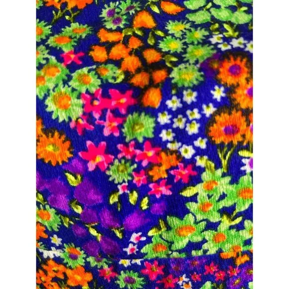 1960s / 1970s Handmade OOAK Neon Floral Psychedelic Day Glo Maxi Dress EUC - Picture 6 of 7